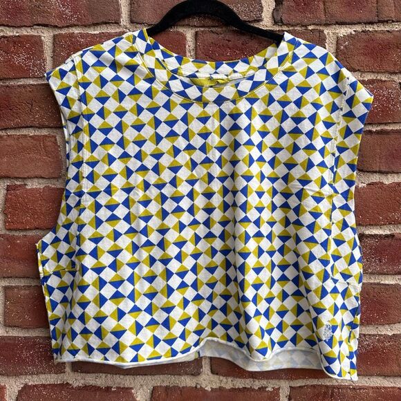 Free People FP Movement Trippy Geo Blue Printed Muscle Tank Cropped Active Top S - Picture 5 of 9